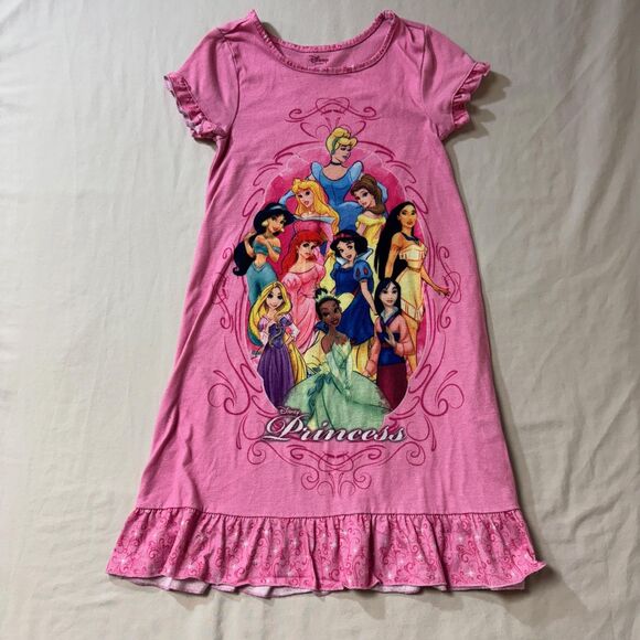 Disney Princess Nightgown Girls 5/6 Pink Pajamas PJ Cute Short sleeve summer - Picture 1 of 6